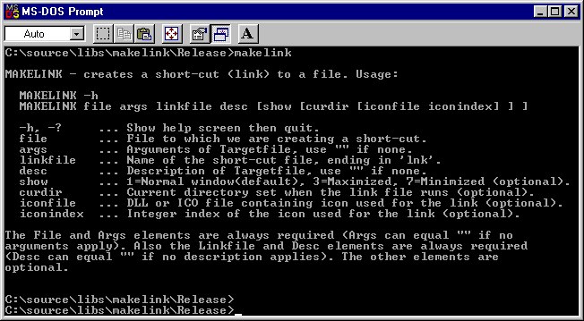Write Programs for Windows - Command line options for makelink.exe